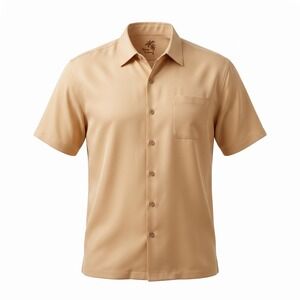 Tommy Bahama Mens XL Tall 100% Silk Short Sleeve Camp Shirt Orange 131-T34181
